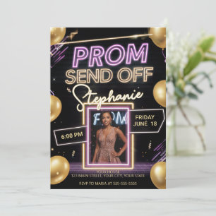 Gepersonaliseerde Neon Vibrant Prom Verstuur DIY F Kaart