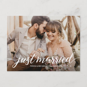 Gepersonaliseerde "net getrouwd" Elopement Foto Po Briefkaart