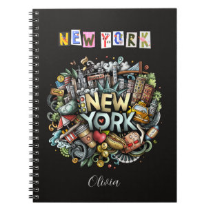 Gepersonaliseerde New York City Doodle Notitieboek