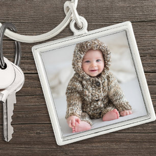 Gepersonaliseerde Newborn Baby Keepsake Foto Sleutelhanger