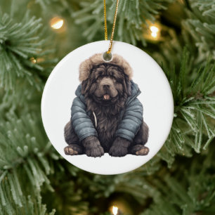 Gepersonaliseerde Newfoundland hond Keramisch Ornament