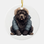 Gepersonaliseerde Newfoundland hond Keramisch Ornament (Voorkant)