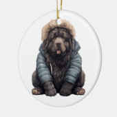 Gepersonaliseerde Newfoundland hond Keramisch Ornament (Links)