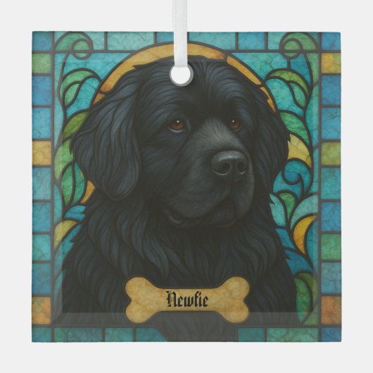Gepersonaliseerde Newfoundlander hond "Glas in loo Glas Ornament (Voorkant)