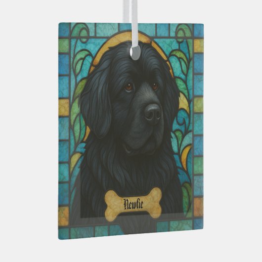 Gepersonaliseerde Newfoundlander hond "Glas in loo Glas Ornament (Voorkant Rechts)