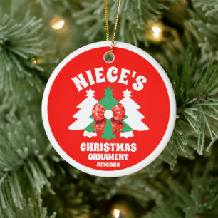 Gepersonaliseerde nicht foto kerstboom keramisch ornament