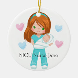 Gepersonaliseerde NICU Verpleegkundige Holding Bab Keramisch Ornament