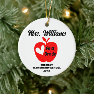 Gepersonaliseerde nieuwe Teacher Christmas Gift Af Keramisch Ornament