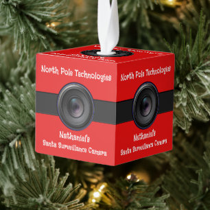Gepersonaliseerde nieuwigheid Santa Camera Cube Or Kubus Ornament