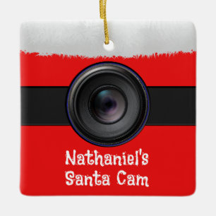 Gepersonaliseerde nieuwigheid Santa Camera Keramisch Ornament