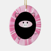 Gepersonaliseerde Ninja Pig op Roze Keramisch Ornament (Rechts)
