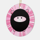 Gepersonaliseerde Ninja Pig op Roze Keramisch Ornament (Links)