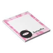 Gepersonaliseerde Ninja Pig op Roze Notitieblok (Schuin)