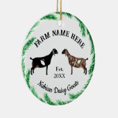 Gepersonaliseerde nobelse melkgeit Pine Wreate Keramisch Ornament (Rechts)
