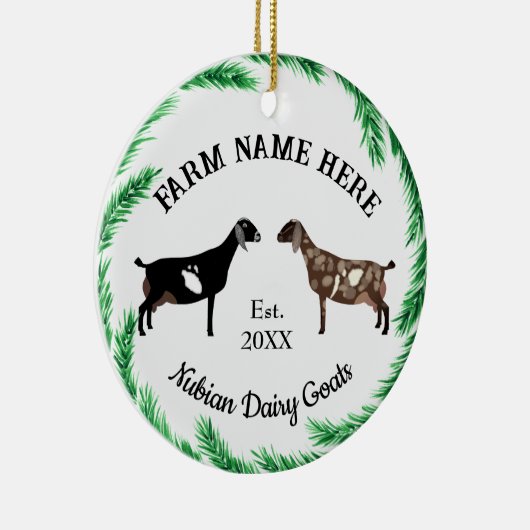 Gepersonaliseerde nobelse melkgeit Pine Wreate Keramisch Ornament (Rechts)