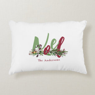 Gepersonaliseerde Noel Red & Green Christmas Accent Kussen