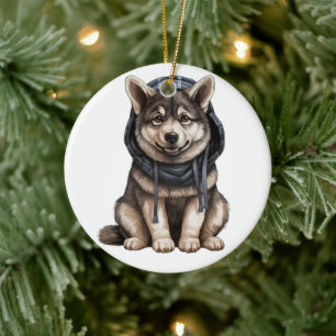 Gepersonaliseerde Noorse Elkhound hond Keramisch Ornament