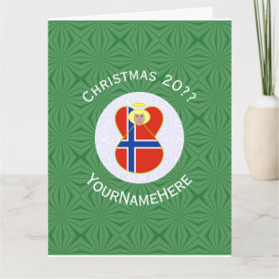 Gepersonaliseerde Noorse engel kerst vlag  Kaart