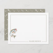 Gepersonaliseerde Note Kaart Set, Vis briefpapier (Voorkant / Achterkant)