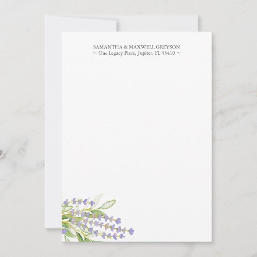 Gepersonaliseerde Notecards Waterverf Lavendel Notitiekaartje (Voorkant)