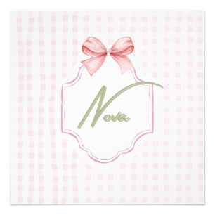 Gepersonaliseerde Nova Baby Girl Nursery Bow & Gin Foto Afdruk