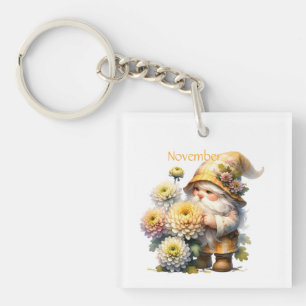 Gepersonaliseerde November Geboortemaand Tuin Gnoo Sleutelhanger