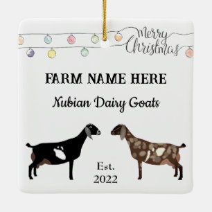 Gepersonaliseerde Nubian Dairy Goat White Kerstmis Keramisch Ornament