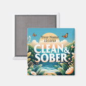 Gepersonaliseerde nuchterheid Clean & Sober Magnet Magneet (Voorkant / Achterkant)