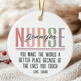 Gepersonaliseerde Nurse Appreciation Kerstmis Keramisch Ornament
