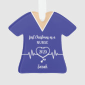 Gepersonaliseerde Nurse Blue Scrubs Kerstmis Ornament (achterkant)