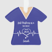 Gepersonaliseerde Nurse Blue Scrubs Kerstmis Ornament (voorkant)