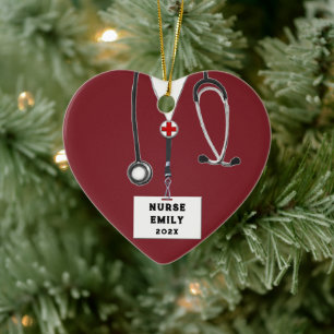 Gepersonaliseerde Nurse Christmas Collectible 2024 Keramisch Ornament