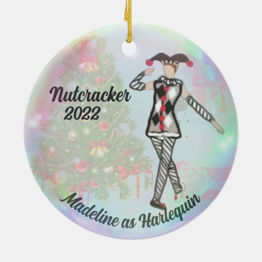 Gepersonaliseerde Nutcracker Ornament - Harlequin (Achterkant)