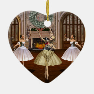 Gepersonaliseerde Nutkraker Ballerina Heart Orname Keramisch Ornament