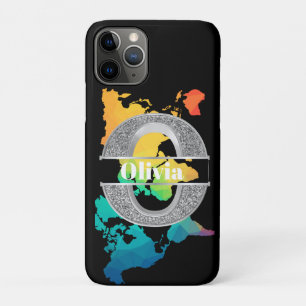 Gepersonaliseerde O Initiaal Silver Monogram Jouw iPhone 11 Pro Hoesje