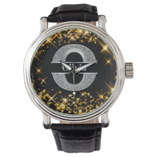 Gepersonaliseerde O Initiaal Silver Monogram Jouw  Horloge