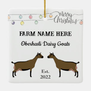 Gepersonaliseerde Oberhasli Dairy Goat White Kerst Keramisch Ornament