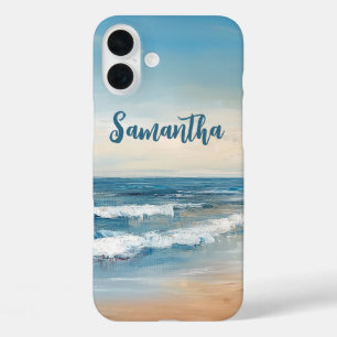 Gepersonaliseerde Ocean Beach Vakantie Scene iPhone 16 Plus Hoesje