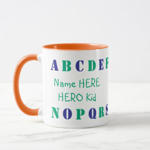 Gepersonaliseerde Ocean Green, Blauw Engels Alfabe Mok