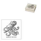 Gepersonaliseerde Octopus Ex Libris Boekplaat Rubberstempel (Gestempeld)