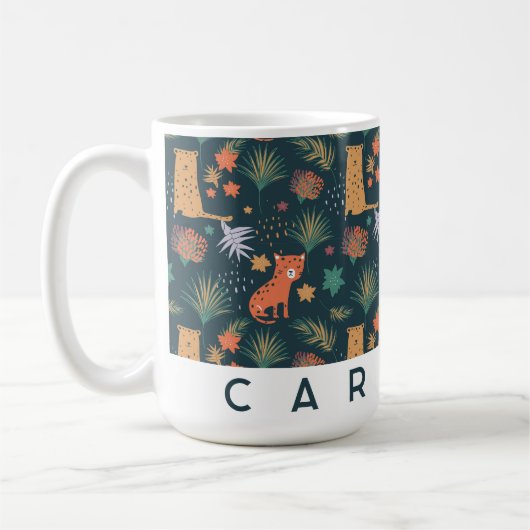 Gepersonaliseerde Oerwoud Leopard Mok | Aangepaste (Links)