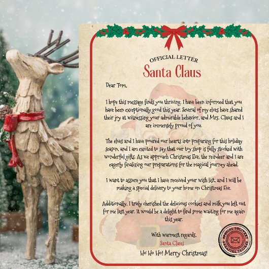 Gepersonaliseerde officiële kerstbrief voor kinder