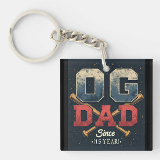 Gepersonaliseerde OG Dad Baseball Vaderdag Sleutelhanger