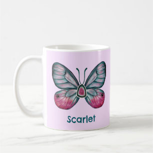 Gepersonaliseerde Oktober Roze Glasvleugel Vlinder Koffiemok