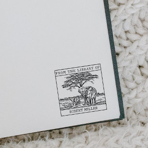 Gepersonaliseerde olifantenboekenplaat rubberstempel