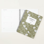 Gepersonaliseerde olijfgroene bloem minimalistisch planner (Display)