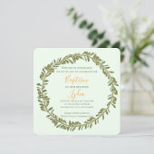 Gepersonaliseerde Olijfkrans doop uitnodiging (Staand voorkant)