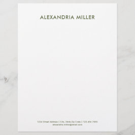Gepersonaliseerde Olive Green Minimalist Letterhea Briefhoofd