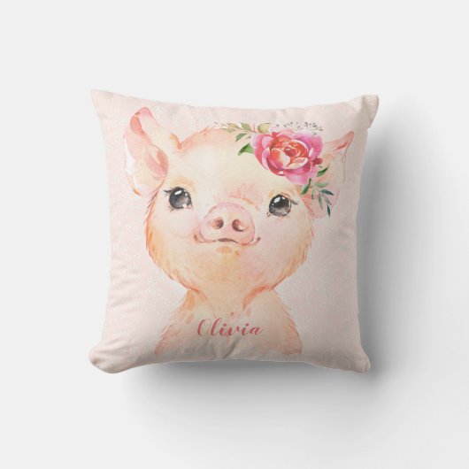 Gepersonaliseerde Olivia Pigsley Square Pillow Kussen (Voorkant)
