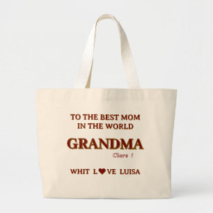 Gepersonaliseerde oma mama Mama Script Grote Tote Bag